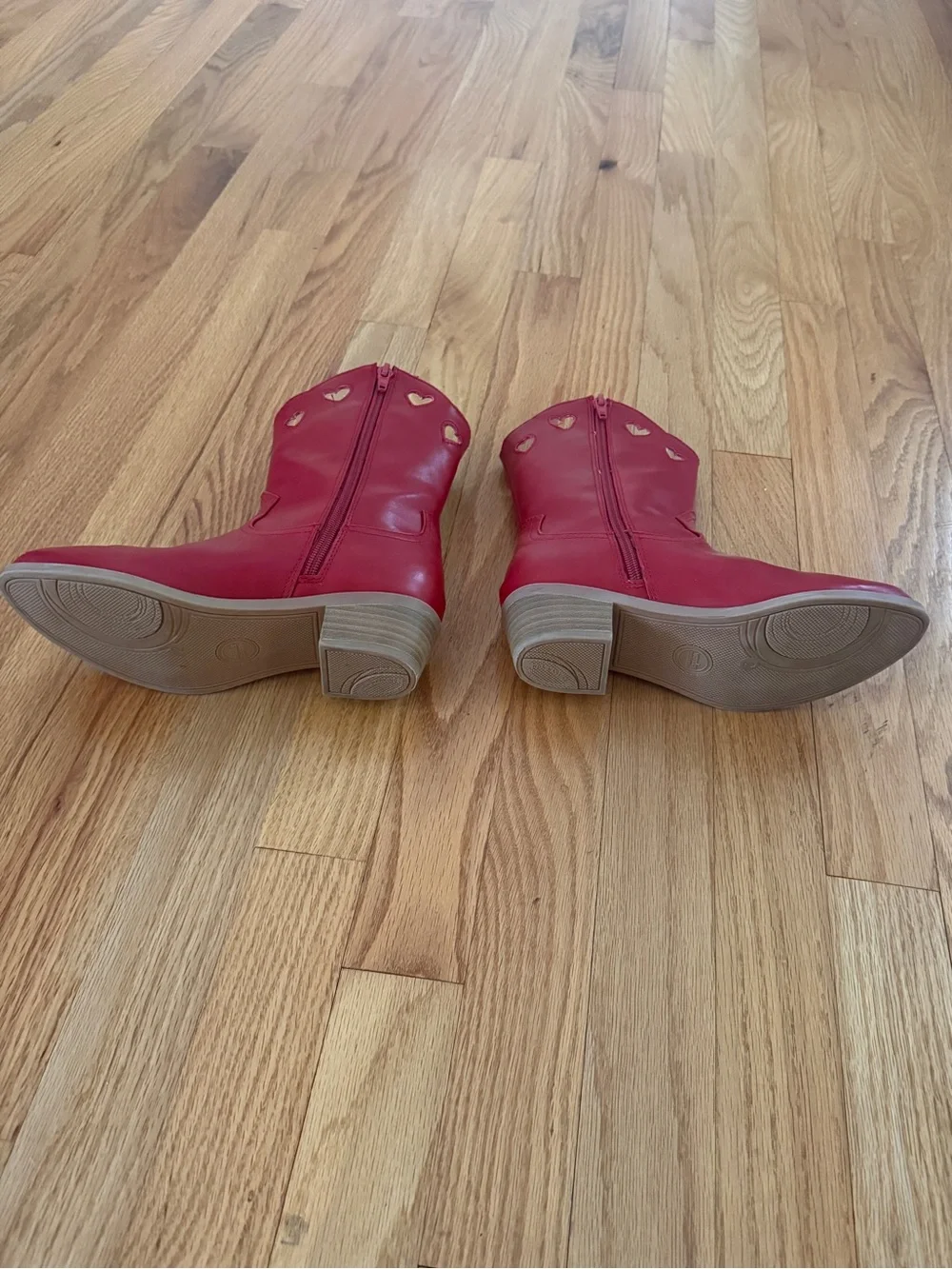 Wonder Nation Girls Red Heart Cutout Cowgirl Western Boots, Size 2